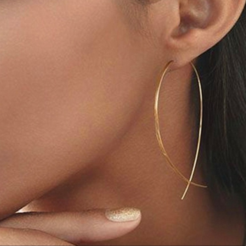 Gold Tear Drop Hoop Earrings
